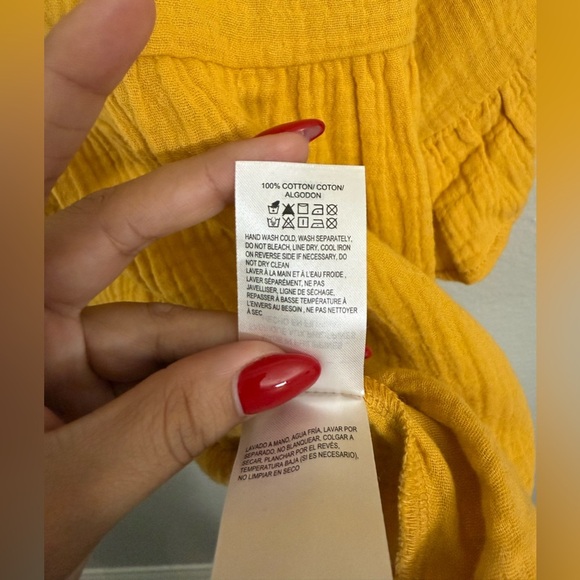 Lucky Brand Gold Yellow 100% Cotton Flutter Top - Picture 5 of 6